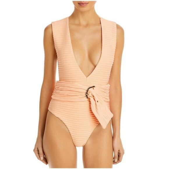 Revel Rey Other - Revel Rey $240 One Piece Belted Peach Bathing Suit Womens Swimwear Size Small